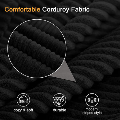 MeMoreCool 59" Couch Bed, Loveseat Futon Sofa, Small Space, Black | 59 in loveseat, opens to a 59 x 71 in bed - 9 in shorter than a queen; corduroy cover, 700 lb