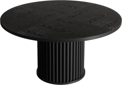 Oigavfd Black Round Dining Table for 4, 47" Circle Dining Table,with MDF Top and Fluted Base,Round Kitchen Tables,Sturdy 300 Lbs for Family Gatherings