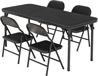 Garvee 5-Piece Folding Table and Chairs for Boys and Girls | Children Activity Table and Chairs Set with 1 Table & 4 Chairs, Suitable for Daycare, Classrooms and Dining Rooms