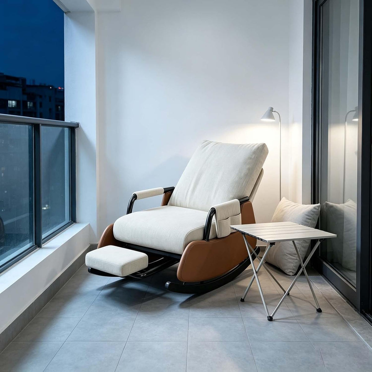 Detachable Footrest Rocking Chair,Rocking Chair with Foot Rest | Foldable Adjustable Indoor Reclining Rocker