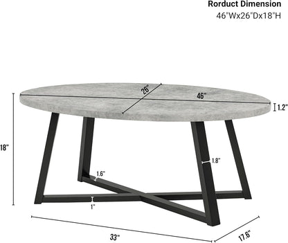 Roundhill Furniture Modern Harmony 3-Piece Wood Oval Coffee Table Set, Gray