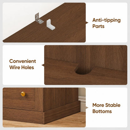 71" Farmhouse Kitchen Pantry Cabinet with Drawers, Set of 4 – Dark Brown Freestanding Coffee Bar Hutch with Adjustable Shelves, Large Storage Cabinet with Microwave Stand for Living Room & Kitchen