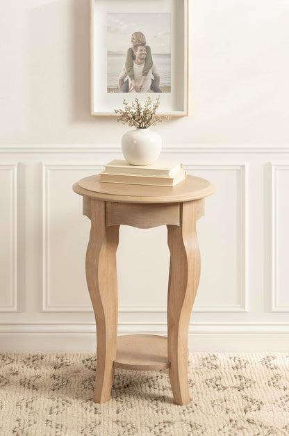 Kate and Laurel Sutherlin Vintage Tiered Round Side Table, 16 x 16 x 25, Light Natural, Traditional Two-Tier Circle Living Room End Table with Storage for Use as Bedroom Nightstand Option