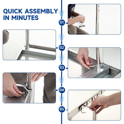 Stainless Steel Table for Prep & Work, 24 x 24 x 33 Inch | For Restaurant Kitchen Hotel Garage Space Expansion, Commercial Metal Table