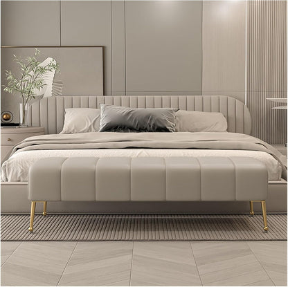 Modern Stitched Upholstered Bedroom Benches with Gold Legs, Entryway Bench Footrest Dining for Living Room, Gray Entryway(120 * 45 * 45cm)