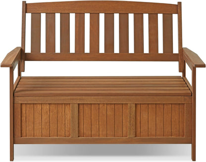 Furinno TIOMAN Outdoor Storage, Kent Storage Bench with Teak Wood, for Patio, Garden, Porch, Natural