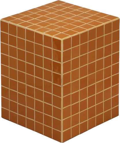 Eyely DNE2000C Eira 18" Modern Bohemian Ceramic Tiled Rectangle End Table, Side Table for Bedroom, Living Room, Dark Orange/Light Orange