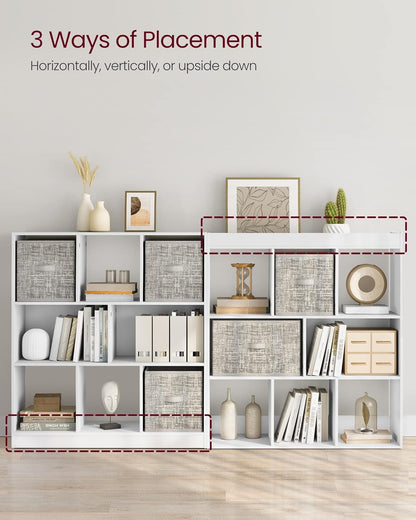 VASAGLE Bookcase, Bookshelf, Freestanding Storage Unit, 8 Open Compartments, Used Horizontally, Vertically, Upside Down, 11 x 35.4 x 39.4 Inches, for Living Room, Study, Office, Cloud White ULBC55WT