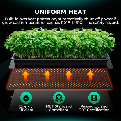MARS HYDRO 10''x 20.75'' Seedling Heat Mat with Thermostat Heating Pad IP67 Waterproof, Easy to Clean, for Seedling, Germination, Clone, Reptile