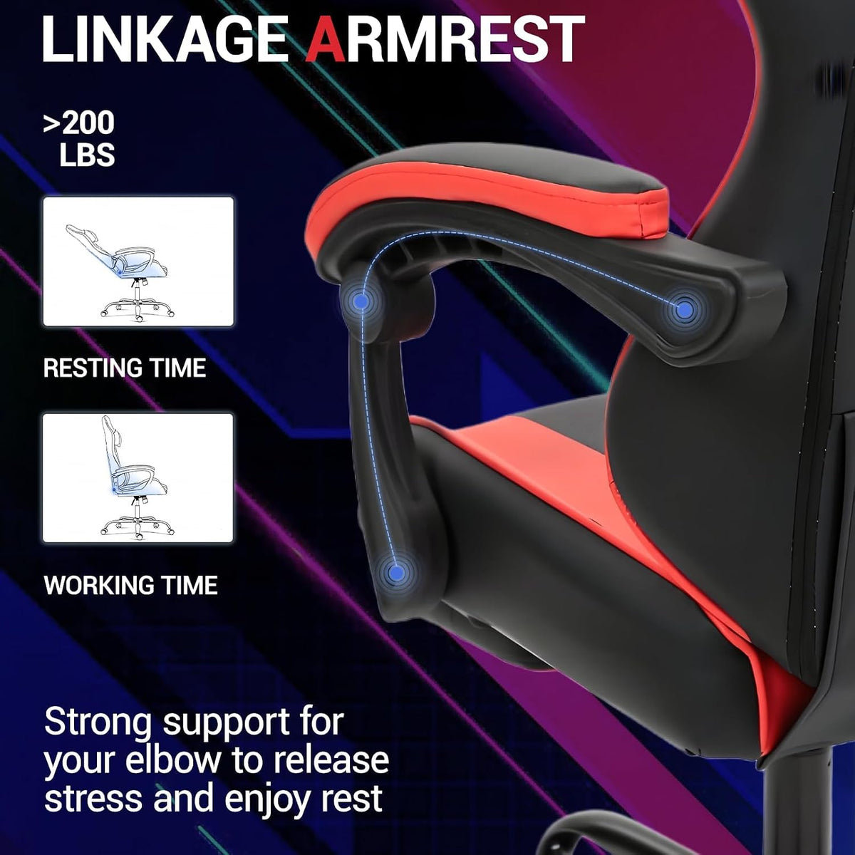 Gaming Chair with Footrest for Adults, PU Leather Massage Racing Video Game Chair w/Lumbar Support for Men Women, Ergonomic Computer Gamer Chair for Home Office, Height Adjustable, Red