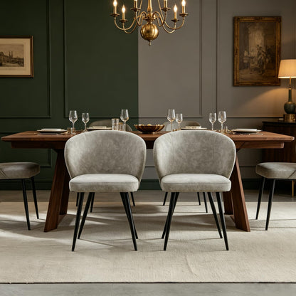 Dining Chairs Set of 6, Sturdy Metal Legs, High-Resilience Sponge, Non-Scratch Pads, for Kitchen, Dining Room, Living Room