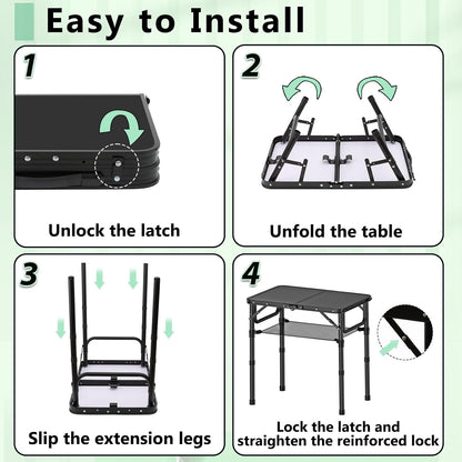 YihuiKo Folding TV Tray, Lightweight Portable Small Folding Table | Adjustable Height, Snack Side Table for Bed Sofa, End Side Table for Living Room Couch Bedroom, Carry Handle, Storage Net