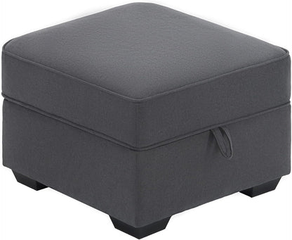 AMERLIFE Upholstered Storage Ottoman Footrest, Charcoal Grey | Storage Ottoman Footrest, Hidden Storage Compartment, Soft Upholstered Comfort