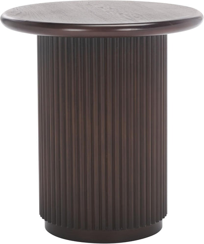 SAFAVIEH Home Collection Agami Dark Brown Round Top Pedestal End Table (Fully Assembled)
