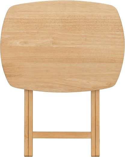 eHemco Hardwood Folding TV Tray Tables, 25.5 Inches, Set of 2 | Oversized, Natural, For Eating