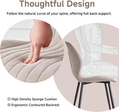Dining Chairs Set of 4, Upholstered Living Room Chairs Modern Fabric Wingback Kitchen Chairs for Apartment Waiting Room, Khaki