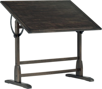 Studio Designs Vintage Drawing/Drafting Table with Pencil Ledge - 42" W x 30" D - Distressed Black - Adjustable Tilting Top