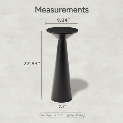 COZAYH Farmhouse Tall Pedestal End Table Small Solid Wood Martini Table Plant Stand Modern Round Drink Table for Small Space Living Room, Black