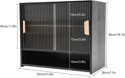 Xuthusman Kitchen Pantry Storage Cabinet,21.6x11x18.1inch Freestanding Narrow Floor Organizer with Sliding Doors Adjustable Tall Storage Cabinet for Bathroom Kitchen Living Room