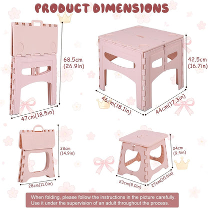 Toddler Table and Chair Set, Kids Foldable Furniture for Playroom, Portable Picnic Dining Station, Homeschool Learning Center, Lightweight Camping Gear, Preschool Study Desk [Object Object]