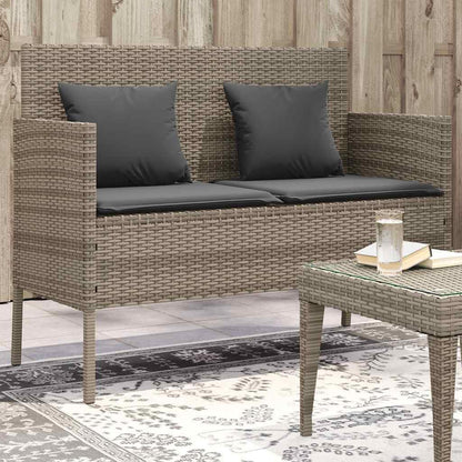 Gray Poly Rattan Patio Storage Bench with Cushion, Outdoor Seat with Waterproof Bag and Gas Spring