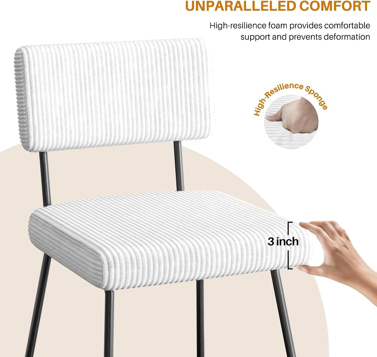 Velvet Dining Chairs Set of 4, Upholstered Dining Room Kitchen Chair with Thick Cushion, Soft Backrest, Metal Legs, Mid Century Modern Accent Side Chair for Home Living Room Bedroom, White