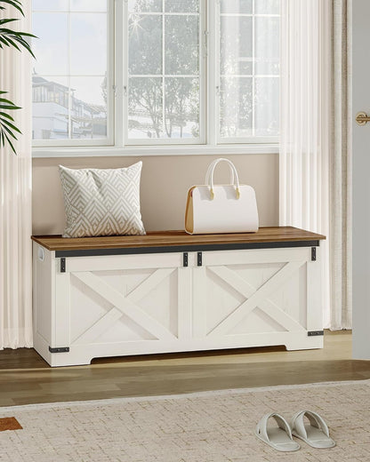 Hzuaneri 47" Farmhouse Storage Chest and Bench | 59 Gal | 330lb Seat | FSC Wood | Soft-Close Hinges | Storage for Bedroom, Living Room, Entryway | Easy Assembly | SB12114X