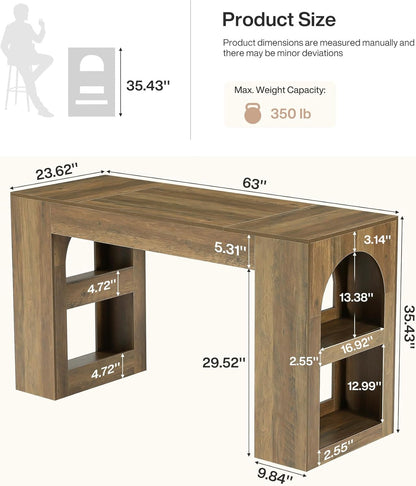 Tribesigns 63-Inch Kitchen Island with Storage, Farmhouse Stationary Island Table with Large Countertop, Counter Height Coffee Bar Unit for Kitchen, Living Room, Basement