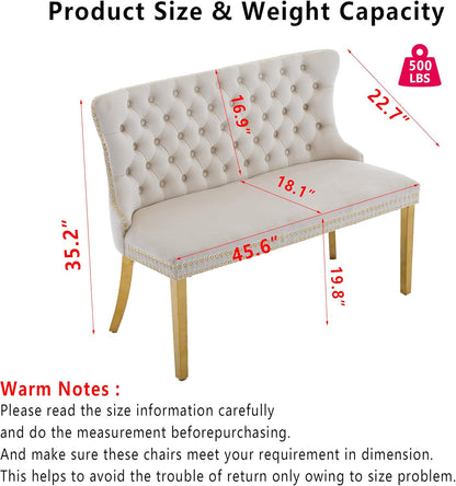 Upholstered Dining Bench with Back Button Tufted Settee Benches Small Loveseat Sofa Couch for Small Spaces,Entryway,Kitchen Banquettee Seating Sofa Benches with Backrest (Beige, Dining Bench)