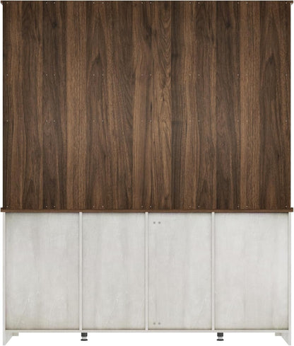 Bobve 78 * 67" Large Farmhouse Pantry Cabinet with Countertop, Buffet Cabinet,Tall Kitchen Hutch with Partitions and 6 Drawers,Suitable for Kitchen,Dining Rooms,Easy to Assemble