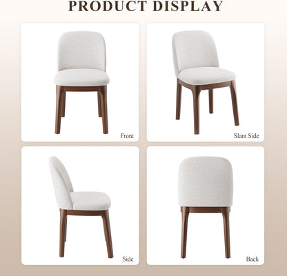 MALOL Wooden Dining Chairs Set of 4, Upholstered Kitchen & Dining Room Chairs with Thickened Wooden Legs, Farmhouse Side Chairs, Beige