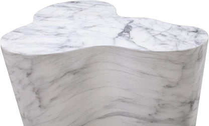 First of a Kind Tall Side Table in White Marble Concrete