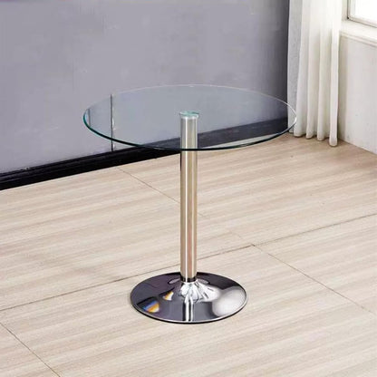 23.4" Round Glass Dining Table, Modern Circular, Sturdy Base and Perfect for 2-4 Seat, Bistro Style for Dining Room, Living Room, Balcony, Cafe