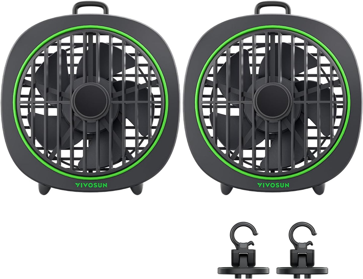 VIVOSUN AeroWave D4, 4” Grow Tent Clip Fan with Detachable Hook, 3-Speed Strong & Quiet Airflow, Adjustable Airflow Angle for Hydroponics, Circulation & Cooling, Black, 2-Pack