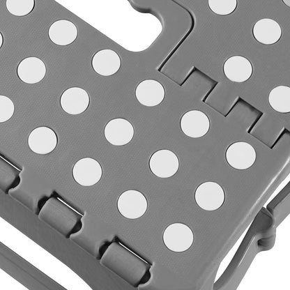 Casafield 16" Folding Step Stool with Handle (Set of 2), Gray - Portable Collapsible Small Plastic Foot Stool for Adults - Use in the Kitchen, Bathroom and Bedroom