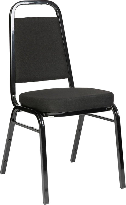 Flash Furniture Hercules Series Trapezoidal Back Stacking Banquet Chair with 2.5" Thick Seat in Black Fabric - Black Frame