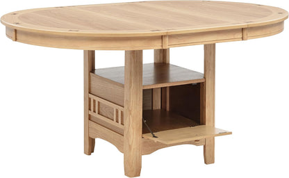 Coaster Home Furnishings - LAVON - Wood - Oval Extendable Dining Table with 18-Inch Extension Leaf, Storage Shelf & Closed Storage - Kitchen & Dining Room - 60-Inch - Light Oak - 106620