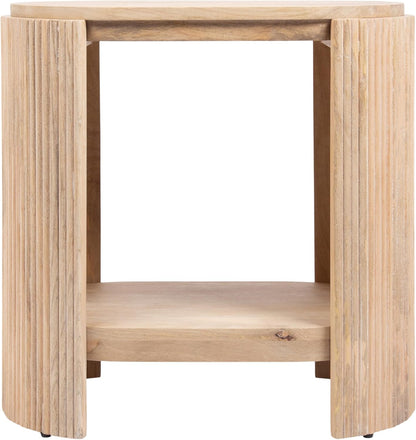 Kate and Laurel Cakora Modern Capsule Ribbed Mango Wood Side Table, 22 x 13 x 22, Light Natural, Boho Decorative Two-Tier End Table for Use as a Bedroom Nightstand or Living Room Plant Stand