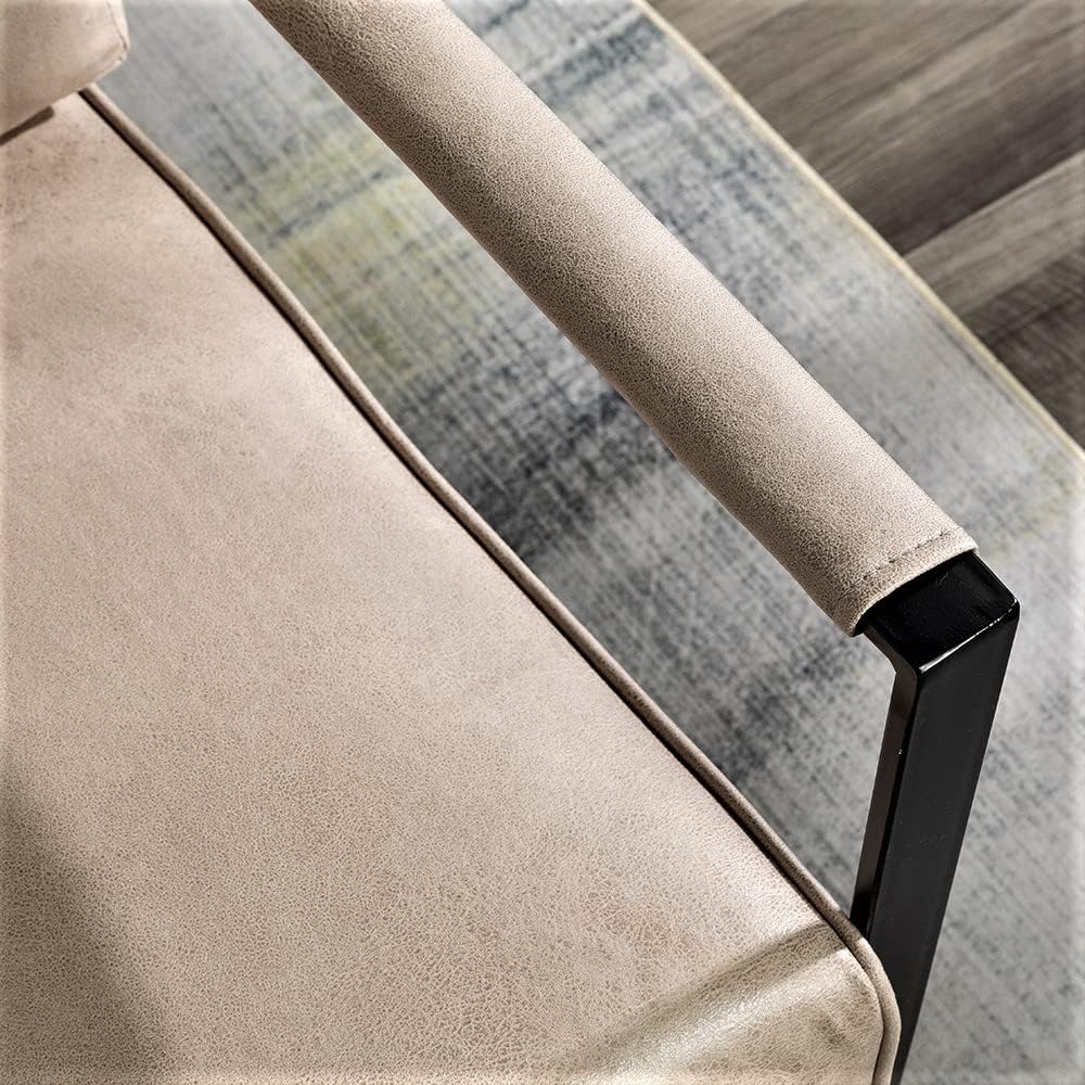 Direct Classic Mid Century Modern Accent Chair with Durable Square Metal Frame, Armchair for Living Room, Bedroom, Home Office in Spotted Microfiber Upholstery, Light Camel