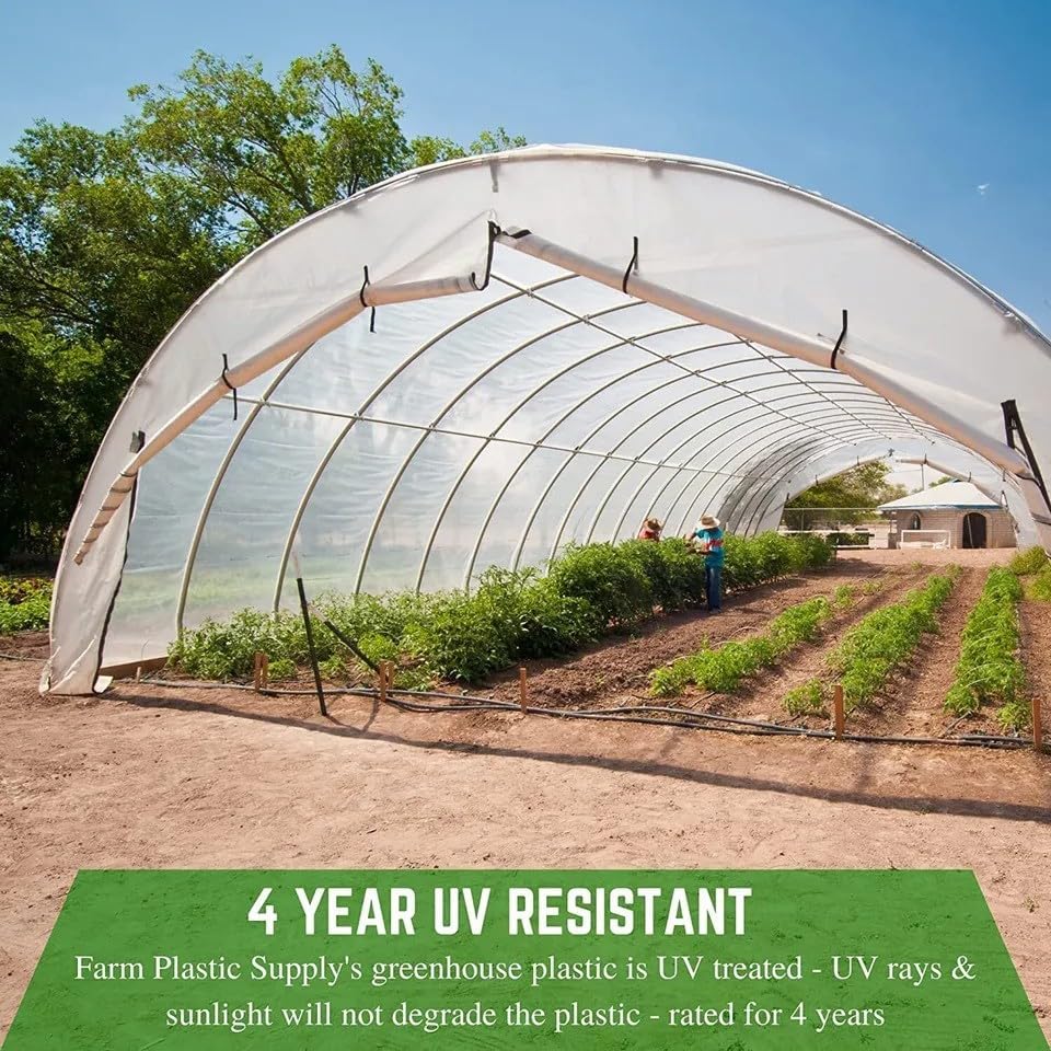 Farm Plastic Supply 4 Year Clear 6 mil Greenhouse Plastic Sheeting - Clear Sheeting, Polyethylene Film, Transparent (20' x 60')