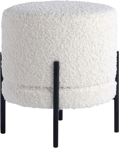Get Set Style Multifunctional Ottoman with Side Table, Soft Round Footrest Stool,Vanity Stool with Metal Legs, Modern Decorative Furniture Vanity Chair for Makeup Room, Bedroom, Living Room