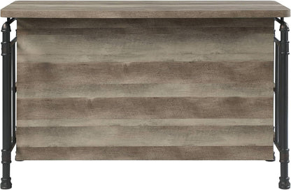 Antique Oak and Sandy Grey 5-Shelf Kitchen Island with Wood+Metal | Wood and metal construction with rustic and modern design