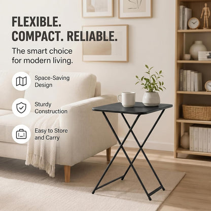 26 Inch Adjustable Height Personal Folding Table - Lightweight Portable Desk for Small Spaces, Dorm Room, TV Tray, Craft Table & Camping - Easy Fold Flat Storage, No Assembly Required, Black