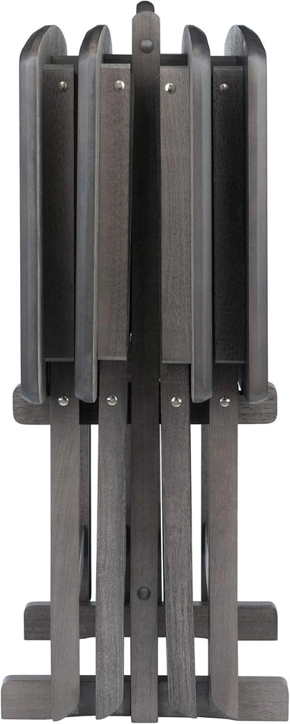 WINSOME Dorian Oversized Snack Table Set, Oyster Gray (Brown Base) (replace color may vary)., 23.62 x 15.75 x 25.51, 5pc