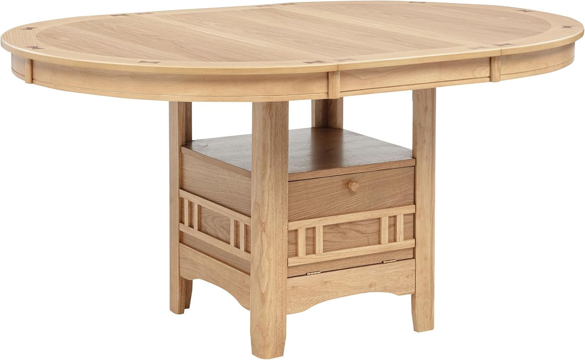 Coaster Home Furnishings - LAVON - Wood - Oval Extendable Dining Table with 18-Inch Extension Leaf, Storage Shelf & Closed Storage - Kitchen & Dining Room - 60-Inch - Light Oak - 106620