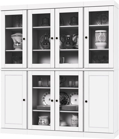 Palace Imports 100% Solid Wood Kitchen Pantry, White, 65" w x 71.5" h x 15.5" d, Renewable Eco-Friendly Wood, Made in Brazil