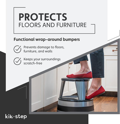 Step Stool with Locking Wheels, Cramer Kik-Step Heavy Duty Rolling Steel Stool, Non-Slip, Holds 350 lbs (Black)