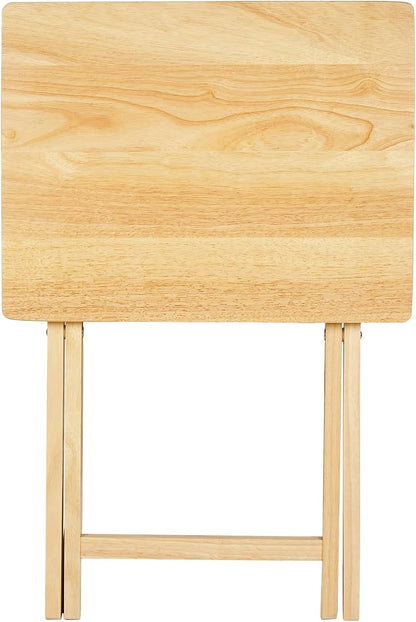 Natural Rubberwood Folding Tray Table, 19x14.5-Inch, Indoor Use