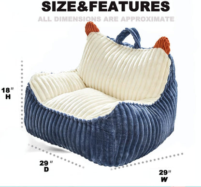 Kisoy Bean Bag Chair, Bean Bag Sofa with Memory Foam Filler for Boys and Girls Soft Faux Fur Fabric Floor Chair for Gaming, Reading Relaxing,Blue