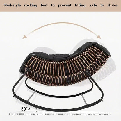 Rocking Chair with Cushion, Oversized Egg Chair Indoor Outdoor, All-Weather Lounge Rocker for Patio, Balcony, Garden(A,1 Chair)